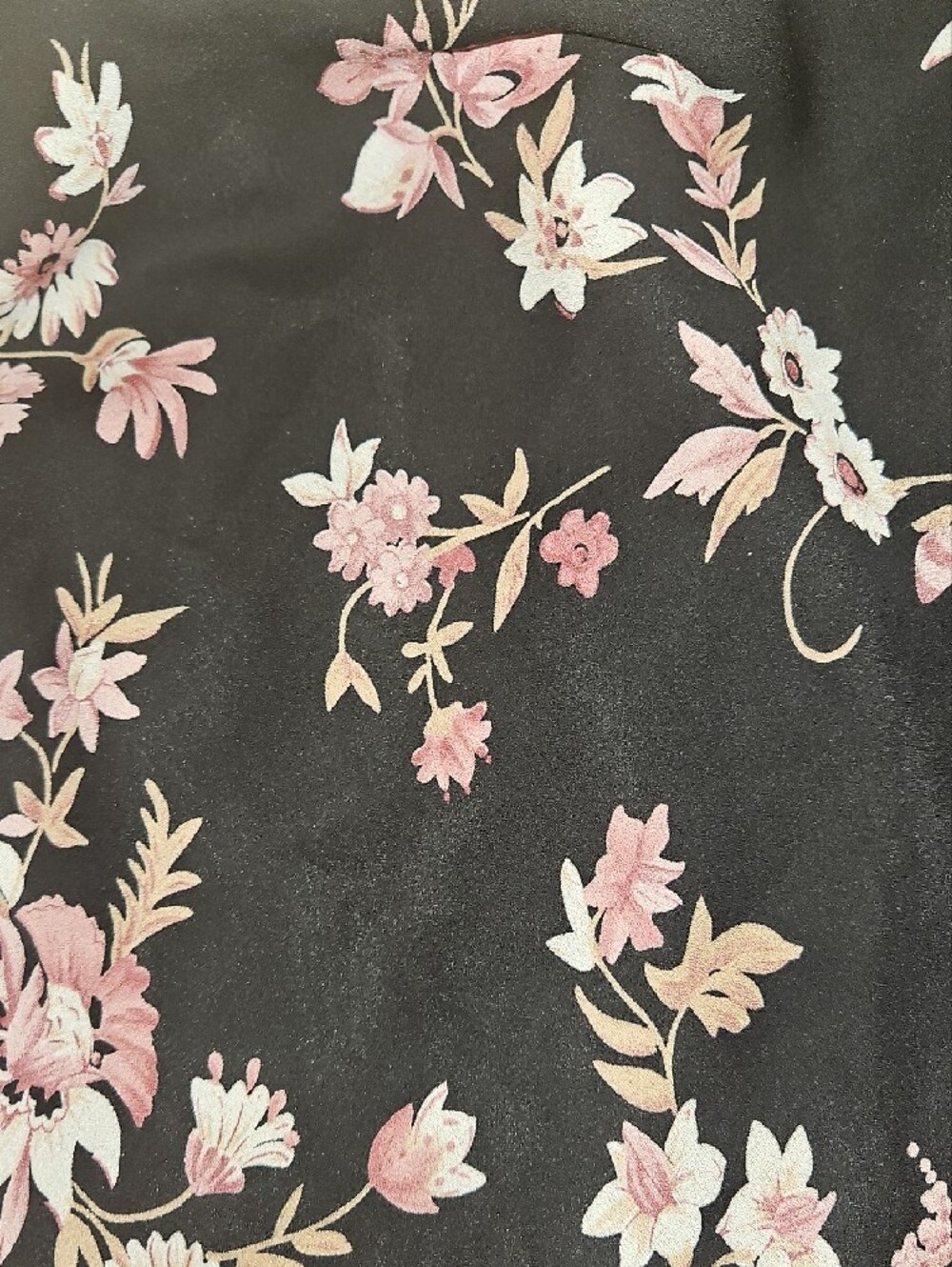 Black Floral A-Line Skirt with Pink Blooms - Women's - Picture 3 of 4